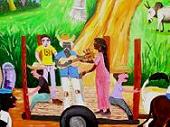 Detail of La Ceiba's community <br />house mural.